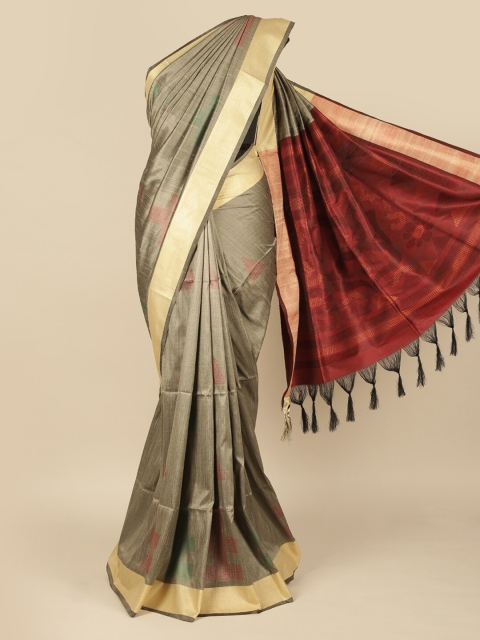 

Pothys Grey Woven Design Jute Silk Saree