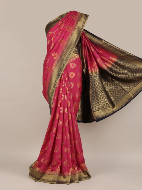 

Pothys Pink & Black Jute Silk Woven Design Saree