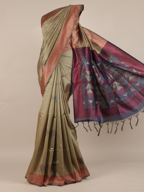 

Pothys Tan & Copper-Toned Jute Silk Woven Design Saree