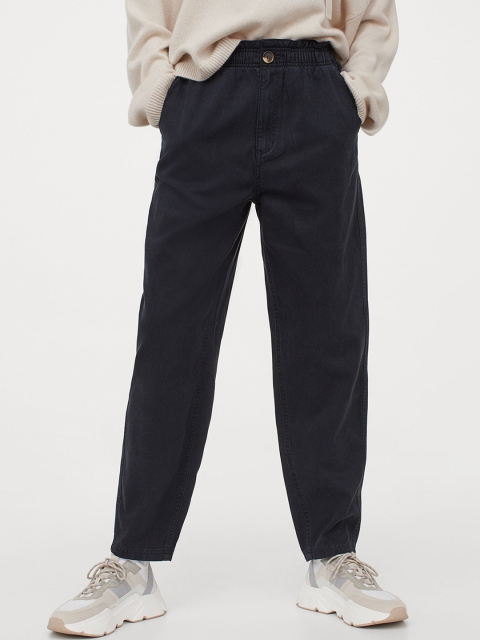 

H&M Women Modal-blend paper bag trousers, Black