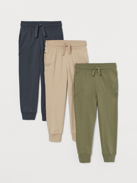 

H&M Boys Multicoloured Solid 3-Pack Joggers, Beige