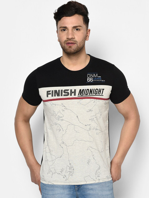 

Duke Men Black & Beige Printed Round Neck T-shirt