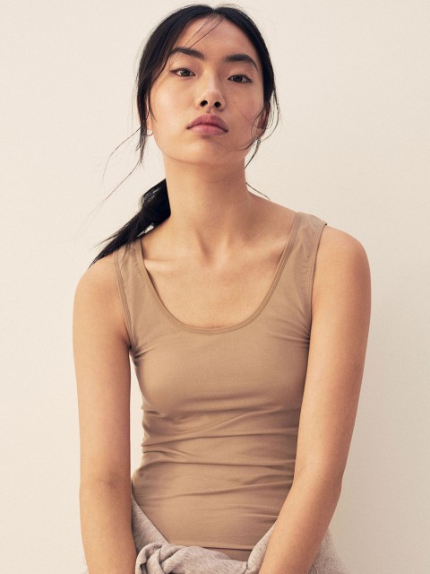 

H&M Women Beige Seamless Vest Top