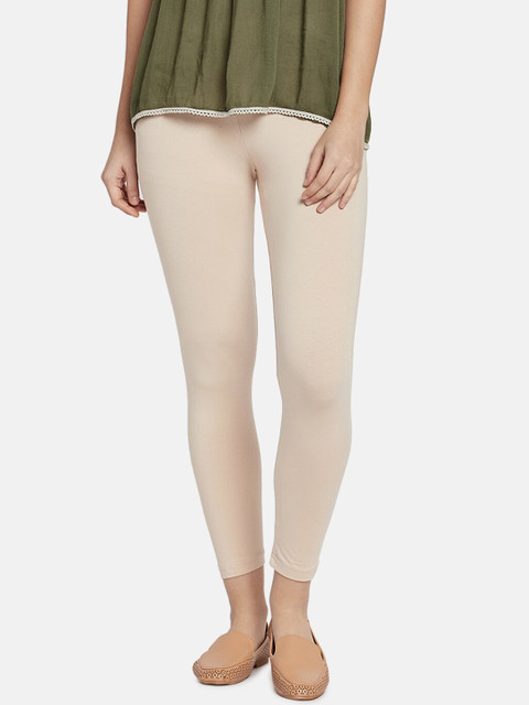 

Go Colors Women Beige Solid Slim-Fit Ankle-Length Leggings