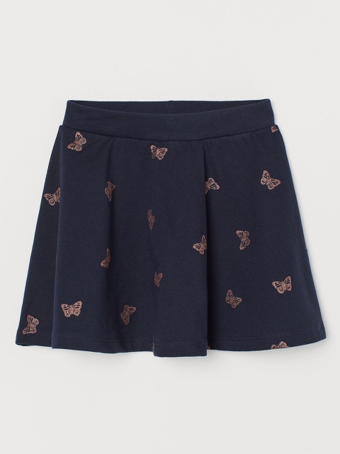 

H&M Girls Navy Blue Woven Design Bell-Shaped Cotton Skirt