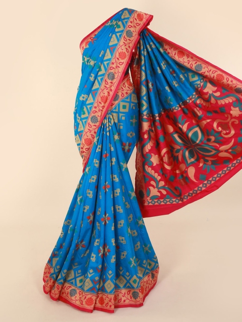 

Pothys Blue & Red Pure Cotton Woven Design Saree