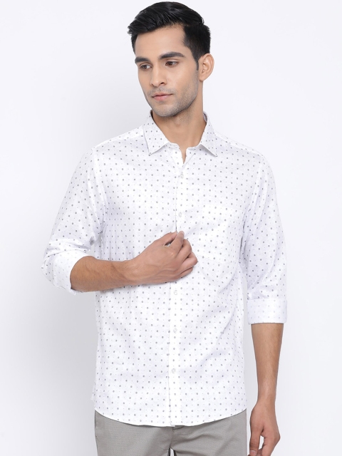 

Turtle Men White Slim Fit Printed Casual Shirt
