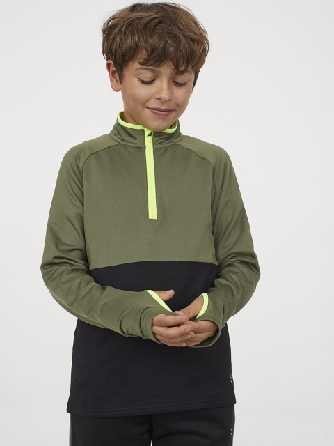 

H&M Boys Green & Black Fleece Sports Top