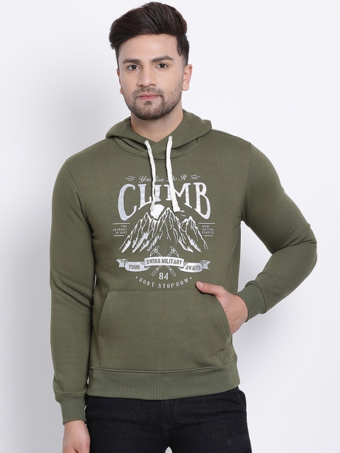 

SWISS MILITARY Men Olive Green & Grey Printed Sweatshirt
