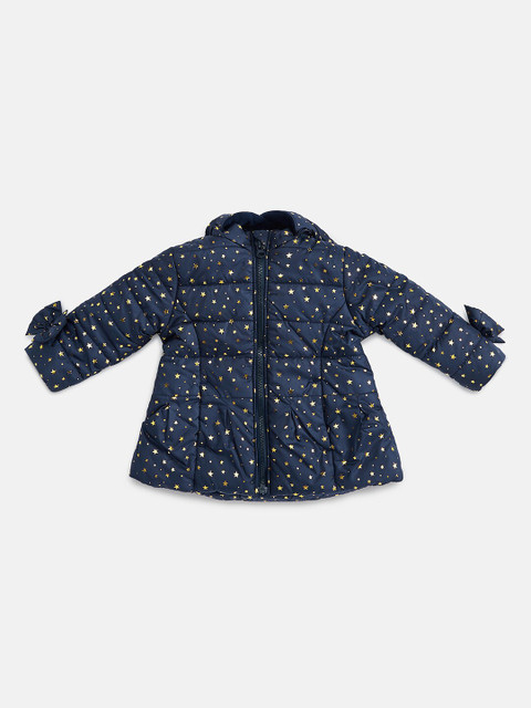 

Pantaloons Baby Girls Navy Blue Printed Puffer Jacket