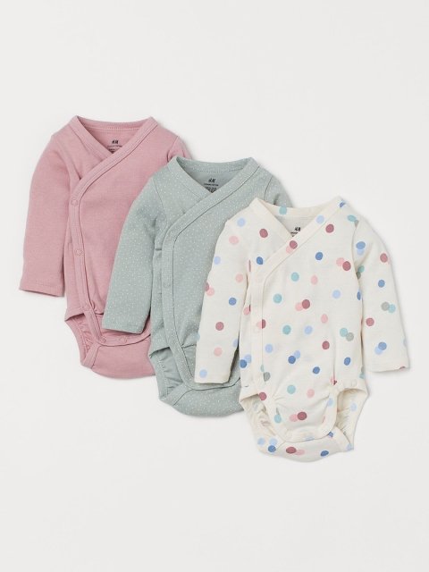 

H&M Kids 3-Pack Long-Sleeved Bodysuits, White