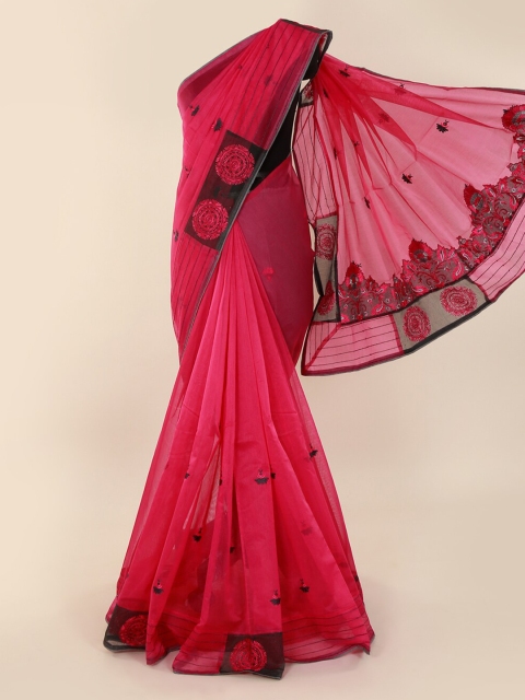 

Pothys Magenta Woven Design Supernet Saree