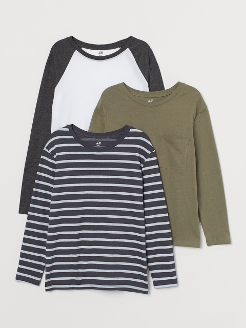

H&M Boys 3-Pack Jersey Tops, Olive