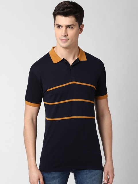 

Peter England Casuals Men Navy Blue Solid Polo Collar T-shirt