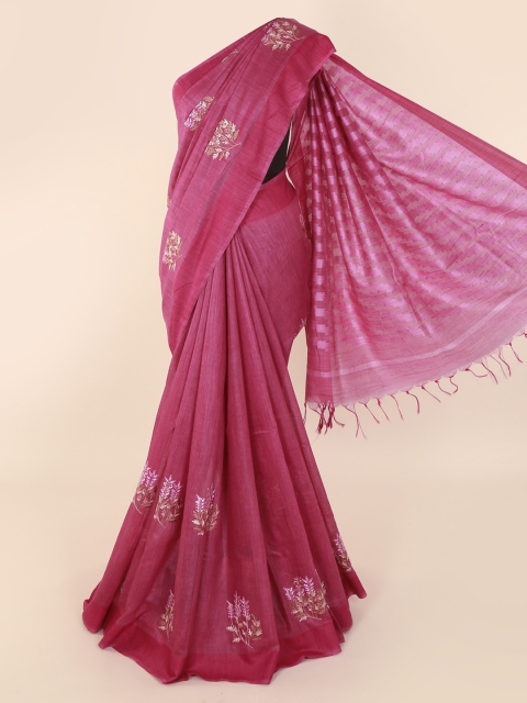 

Pothys Purple Woven Design Linen Blend Saree