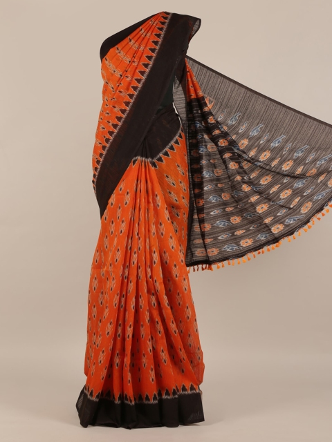 

Pothys Orange & Brown Jute Silk Woven Design Saree