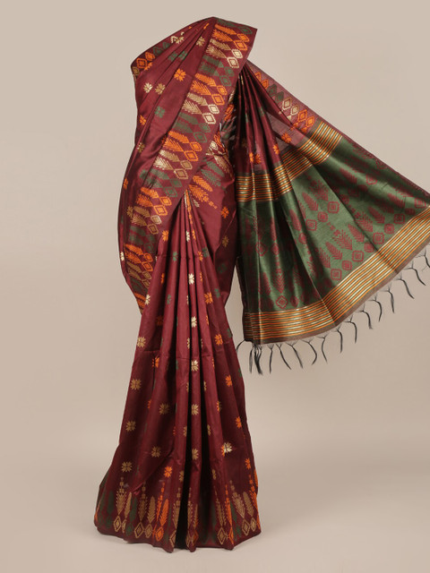 

Pothys Maroon Woven Design Jute Silk Saree