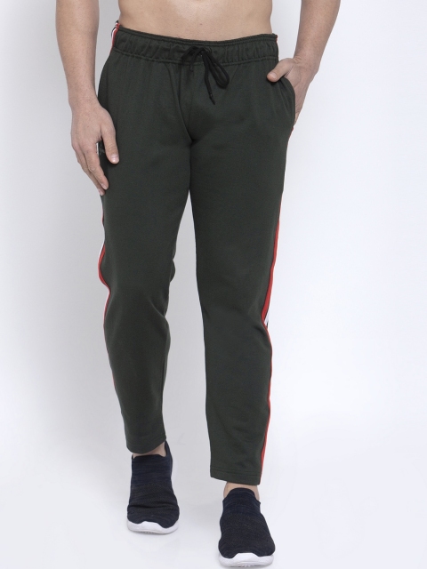 

NEUDIS Men Olive Green Solid Slim-Fit Track Pants