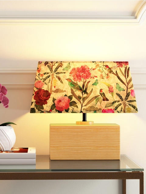 

India Circus by Krsnaa Mehta Beige & Red Bird Land Rectangle Lamp With Shade