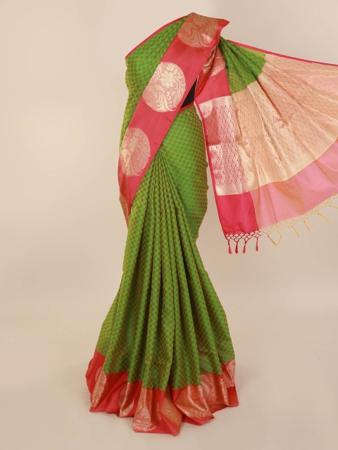 

Pothys Green & Pink Cotton Blend Woven Design Saree