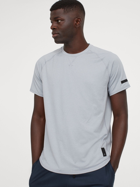 

H&M Men Grey Cotton Solid Loose Fit Sports T-shirt