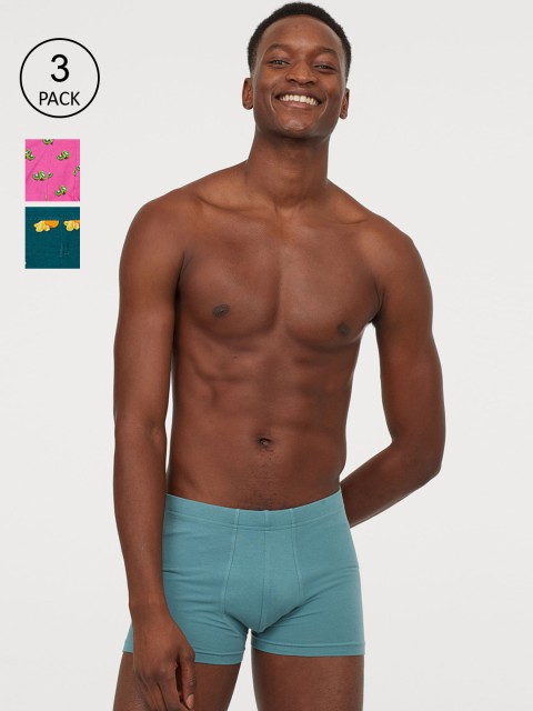 

H&M Men 3-Pack Short Trunks 0564310051, Turquoise blue