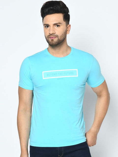 Duke Men Blue Printed Round Neck T-shirt