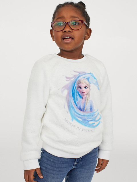 

H&M Girls White Glittery Pile Sweatshirt
