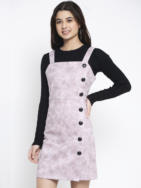 

Global Republic Women Purple Self Design Pinafore Dress