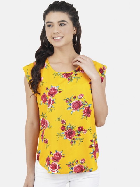

JAAIVE Women Yellow Printed Top