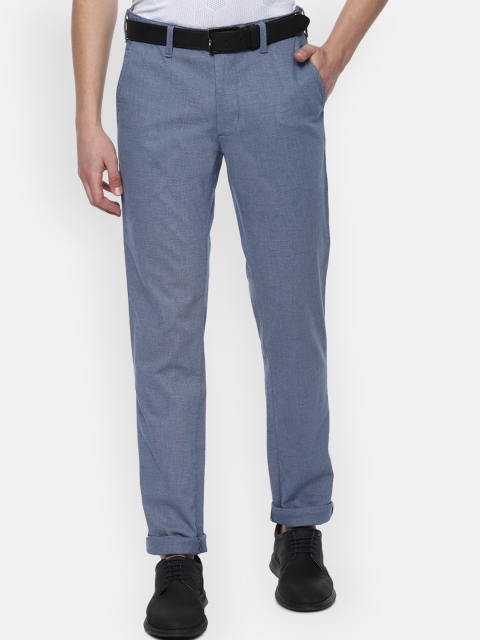 

Van Heusen Sport Men Blue Slim Fit Self Design Regular Trousers