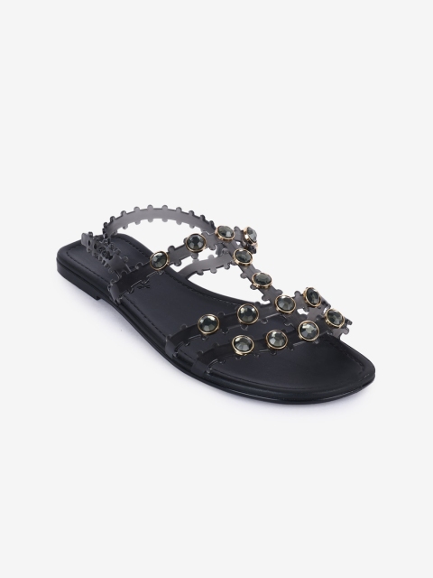 

Jelly Bunny Women Black Embellished Open Toe Flats