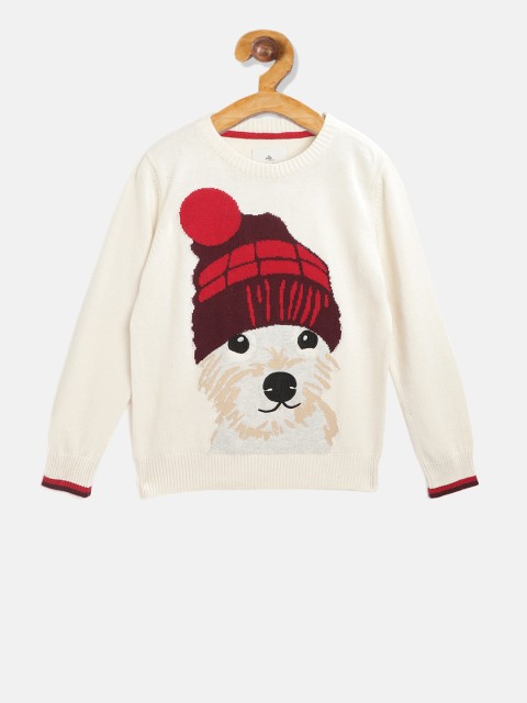 

Cherry Crumble Kids Cream-Colored & Red Printed Pullover Sweater