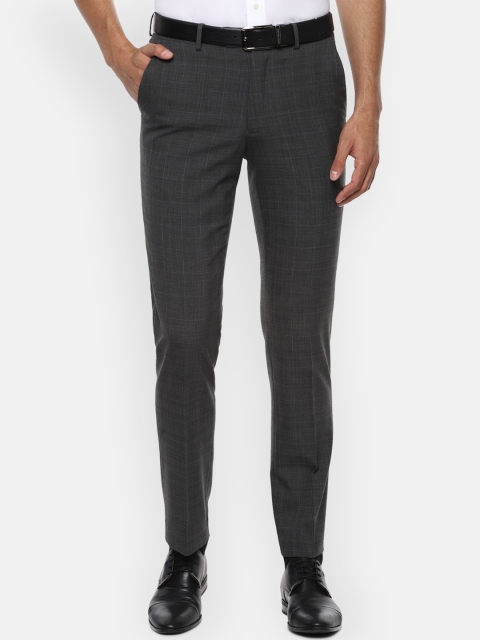 

Luxure by Louis Philippe Men Grey Slim Fit Checked Formal Trousers