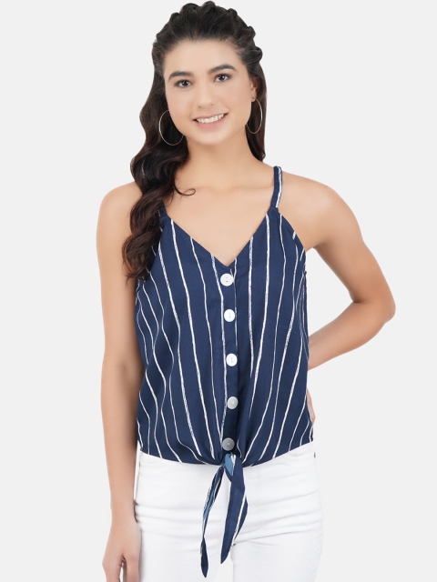 

JAAIVE Women Blue Striped Top