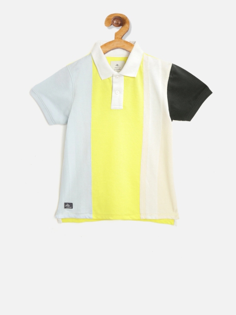 

Cherry Crumble Boys Yellow Colourblocked Polo Collar T-shirt
