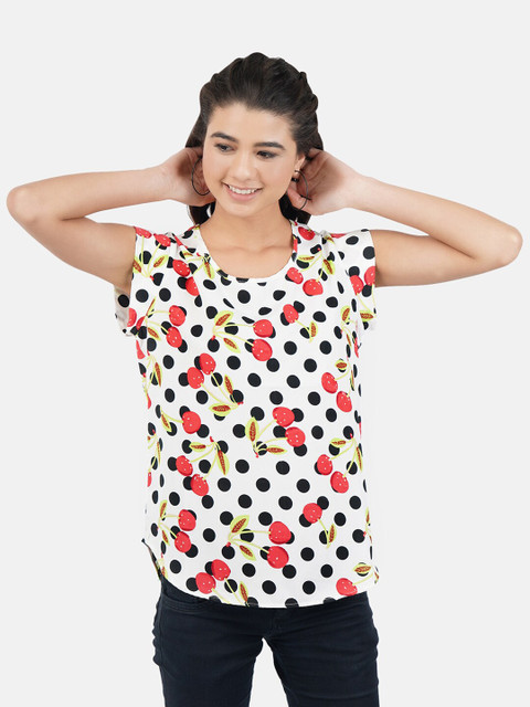 

JAAIVE Women White Printed Top