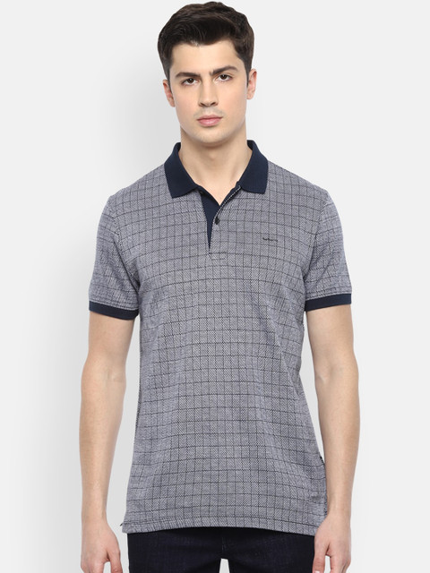 

Van Heusen Men Grey Checked Cotton Polo Collar T-shirt
