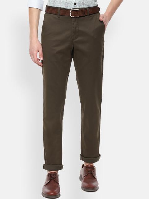 

Van Heusen Sport Men Olive Green Slim Fit Solid Regular Trousers