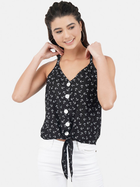 

JAAIVE Women Black Printed Top
