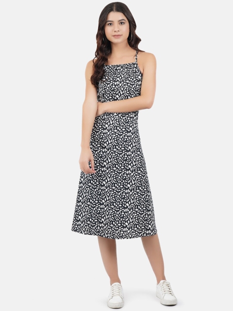 

JAAIVE Women Black Printed Fit and Flare Dress