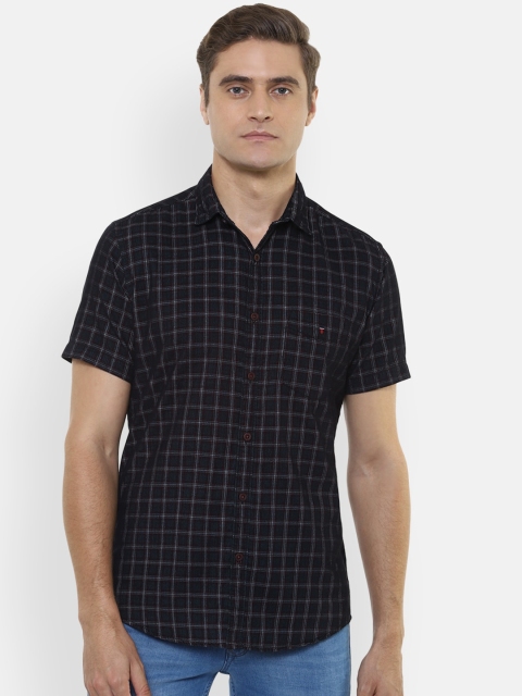 Louis Philippe Sport Men Navy Blue Slim Fit Checked Casual Shirt
