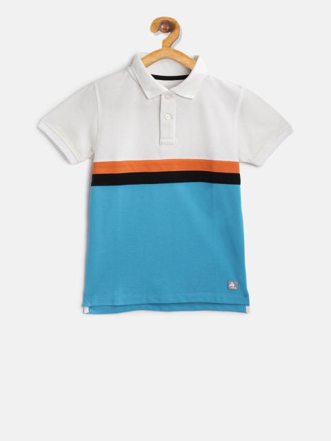 

Cherry Crumble Boys White Colourblocked Polo Collar T-shirt