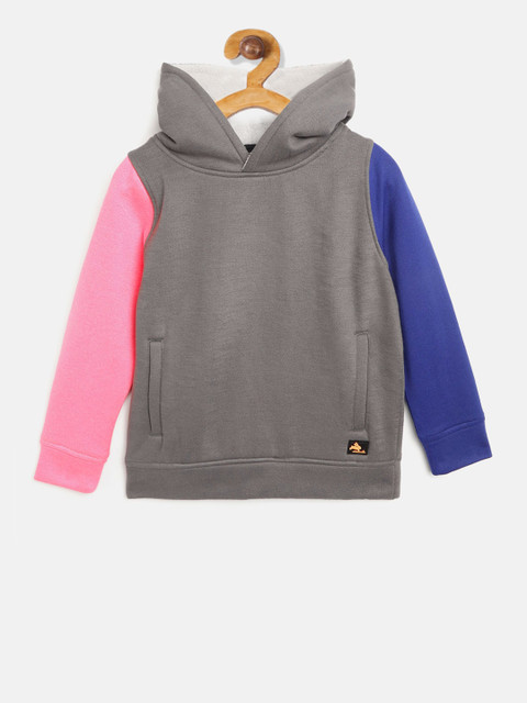 

Cherry Crumble Boys Grey Colourblocked Hooded Sweatshirt