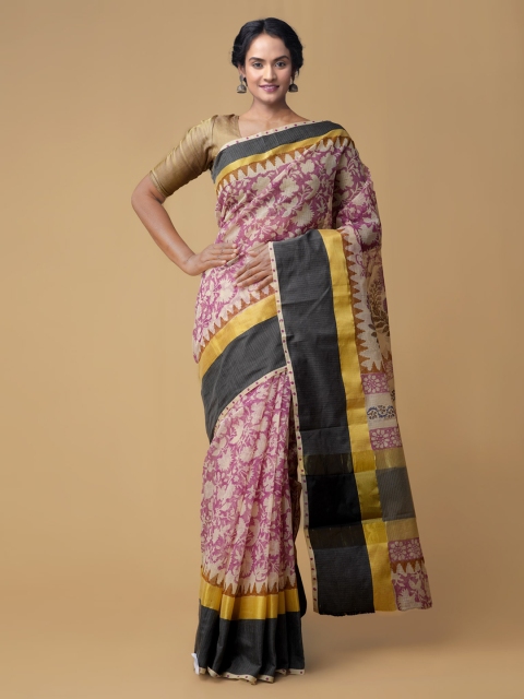 

Unnati Silks Pink Pure Cotton Printed Kota Saree