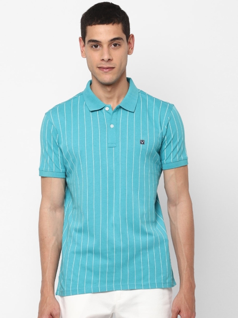 Solly Jeans Co. Men Blue Striped Polo Collar T-shirt