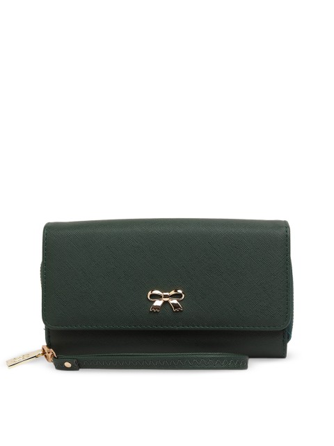 

Globus Women Olive Green Solid Zip Around Wallet