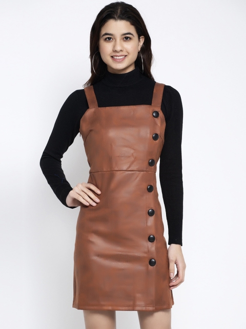 

Global Republic Women Rust Solid Pinafore Dress