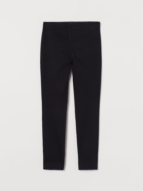 

H&M Women Black Solid High Waist Twill Trousers
