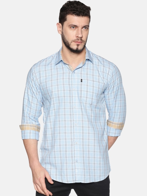 

LEVIZO Men Blue & Black Regular Fit Checked Casual Shirt